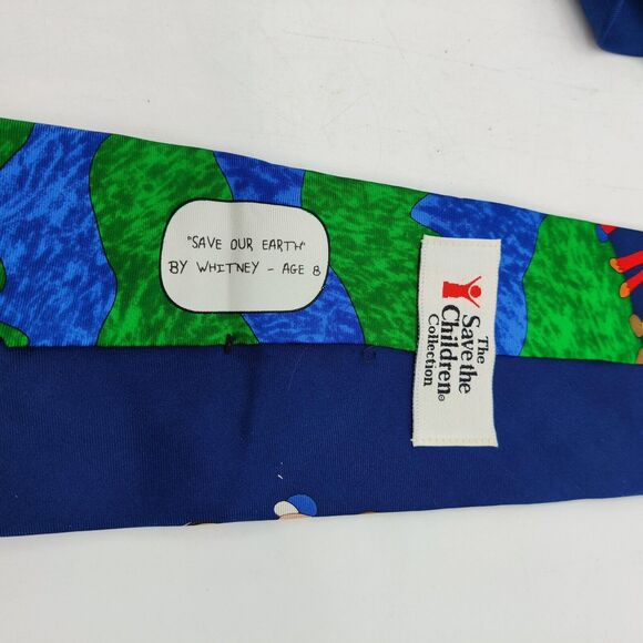 Save The Children Save the Earth Mens Necktie 100% Silk Made is USA - Picture 4 of 6
